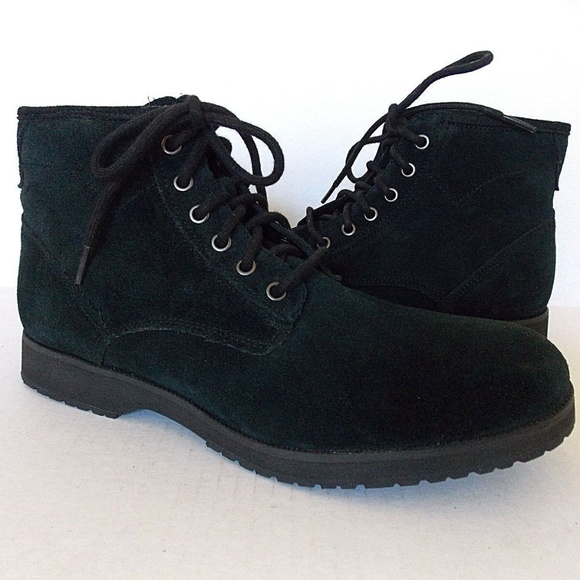 UGG AUSTRALIA Men\'s MOREAU Black Suede Ankle Boots NEW warm sheepskin insole main image 7